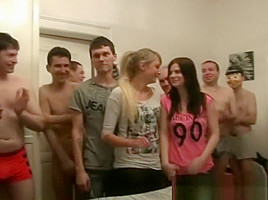 GIRLFRIEND AND HER SISTER GET FUCKED AT CZECH GANG BANG