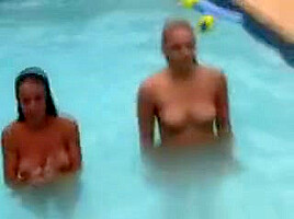 College hotties naked party in pool...