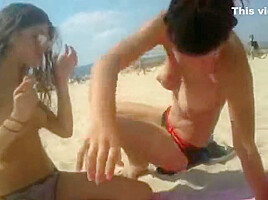 Naked Beach Licking...