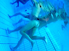 Horny nudist couples underwater pool hidden...