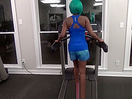 Ebony teen blowjob gym for stranger...