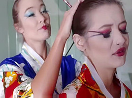 Little young asian teen taught geisha...