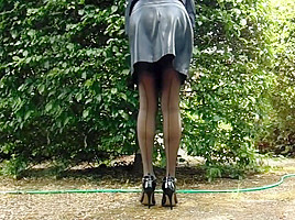 Leather Miniskirt Black Stockings 1...