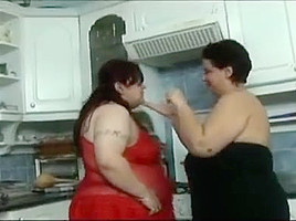 Fat lesbian sex in kitchen, free...
