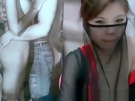 Skinny asian webcam chick in latex...