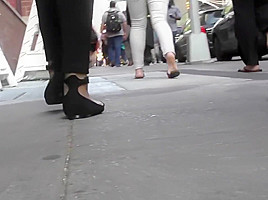 Slightly Dirty Ivories Street Feet Walking Slow Motion...